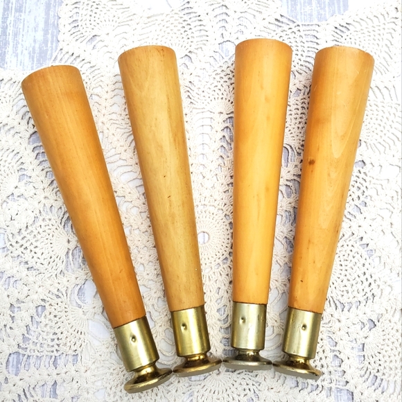 Hardwood Round Tapered Chair Table Stool Leg Set of 4 - Picture 4 of 13